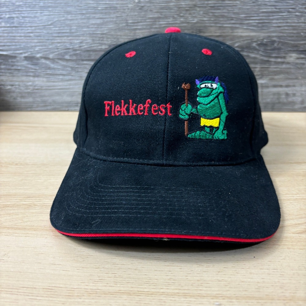 Flekkefest Hat Cap Strap Back‎ Black One Size Adjustable